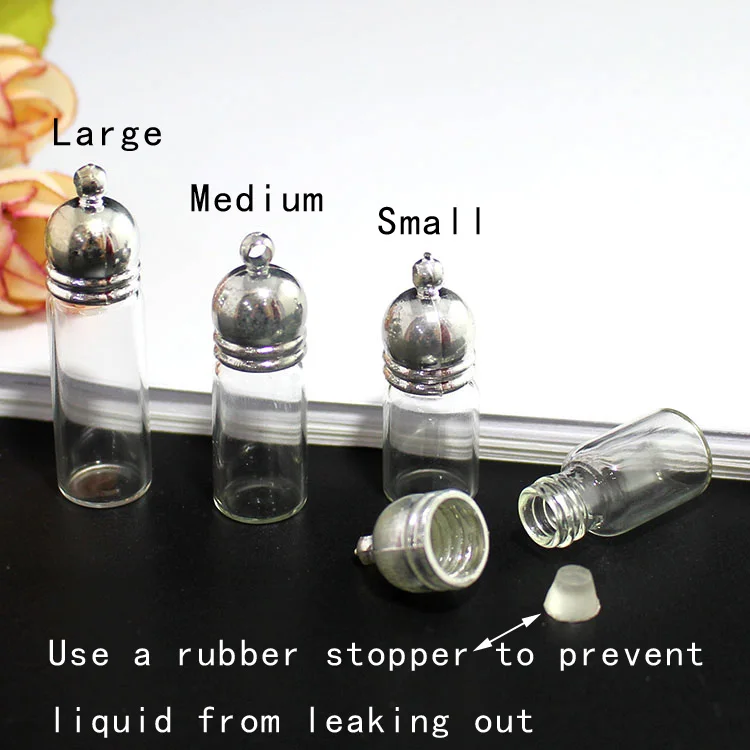 5pcs 아로마 병 펜던트 향수병 키 체인 목걸이 에센셜 오일 병 펜던트 목걸이 Diy 수제 보석 장식 선물