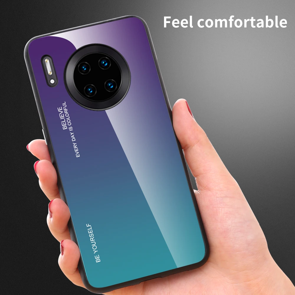 Чехол OTAO с градиентным закаленным стеклом для Huawei Mate 20 30 Pro P20 P30 Lite 9H защитное