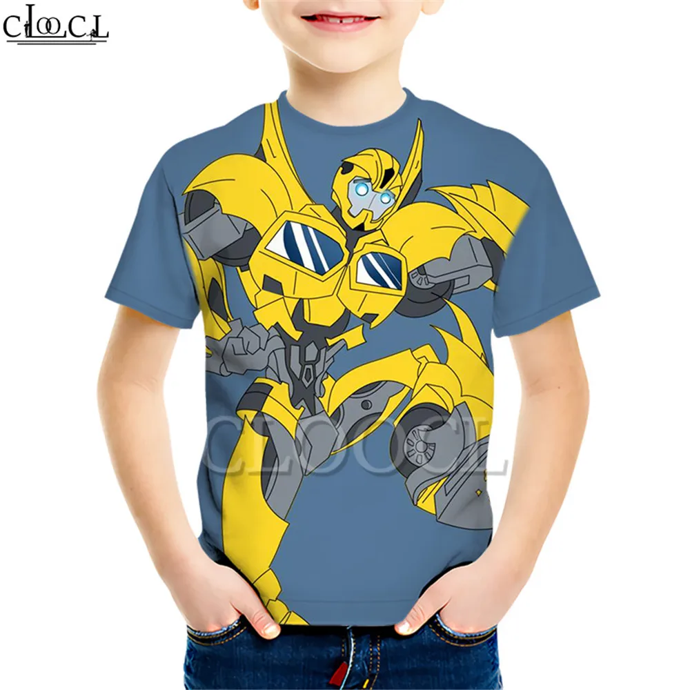 Kids T shirt 4 Футболка с принтом супергероя автомобиля шмеля Креативная одежда с объемным рисунком для мальчиков и девочек Повседневные детские топы с короткими рукавами, Прямая поставка - Цвет: Kids T shirt 4