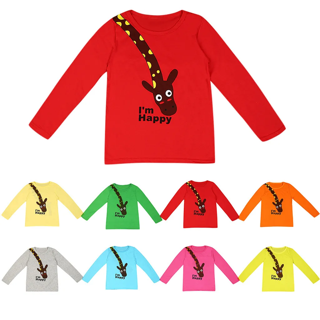 Детский свитер для мальчиков и девочек; Осенняя футболка с рисунком жирафа; свитер с длинными рукавами; пуловер; детская одежда;# BL2