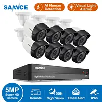 SANNCE 8CH 5MP-N Super HD System bezpieczeństwa wideo H.264 + DVR z 4X 8X 5MP Bullet zewnętrzna wodoodporna kamera CCTV Kit AI wykrywanie 1