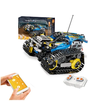 

2.4G Assembled Technic RC Tracked Stunt Racer Building Blocks Fit Creator APP Remote Control Car Bricks Toys Gifts For Children