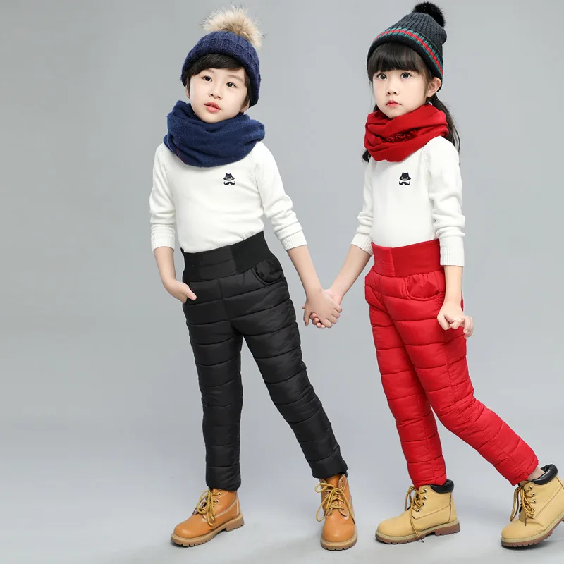 Детские хлопковые штаны с высокой талией повседневные брюки красного и черного цвета для мальчиков и девочек, школьная верхняя одежда для подростков 130-160