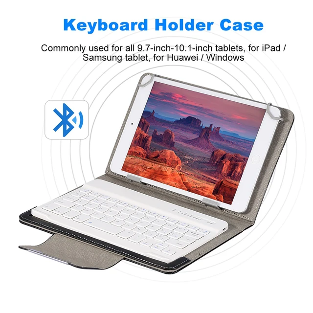 Wireless Bluetooth Keyboard for Tablet PU Leather Case Stand Cover For Pad 7 8 inch 9 10 inch for IOS Android Windows 3