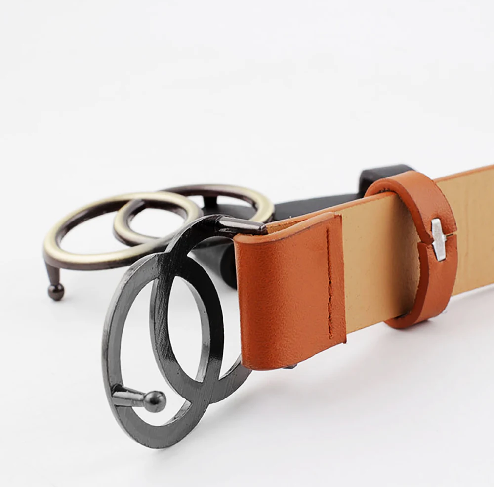 Double Round Buckle Women Belt Casual Ladies Jeans with Fashion Dress Waist Belt for Women Pant Fashion Female belt High Quality