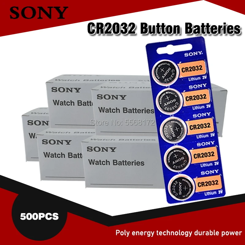 500pcs sony CR2032 3V 100 Original Lithium Battery For Watch Remote