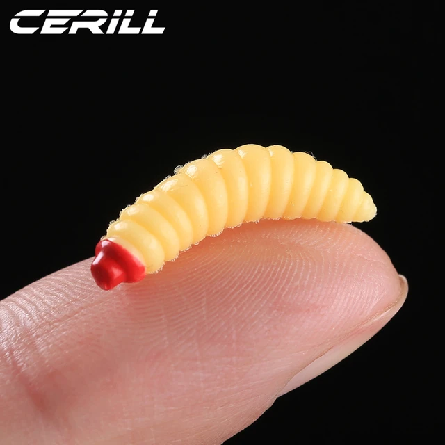 Cerill 100 PCS 2cm Bread Grub Bait Maggot Glow Soft Fishing Lure Silicone  Artificial Swimbait Bionic