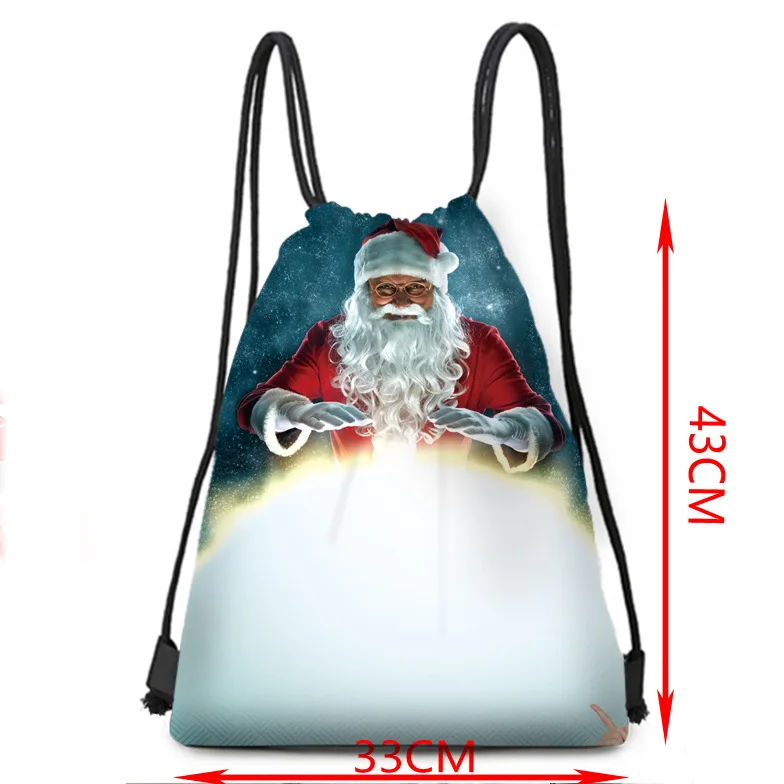 Santa Claus printed storage bag bundled polyester drawstring portable small cloth travel | Багаж и сумки