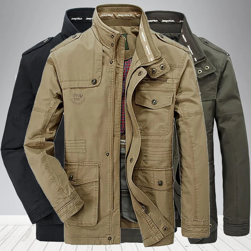 Nieuwste Mens Hoge Kwaliteit 100% Katoen Windjack Militaire Jassen Army Kleding Uitloper Vlucht Jas Plus Size 7XL 8XL Nieuwste Mens Hoge Kwaliteit 100% Katoen Windjack Militaire Jassen Army Kleding Uitloper Vlucht Jas Plus Size 7XL 8XL