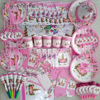 Unicorn Rifornimenti Del Partito Decorazione di Cerimonia Nuziale Di Compleanno Decorazione Del Partito Dei Capretti Del Bambino Della Ragazza Doccia Unicornio Aniversario Decorazione