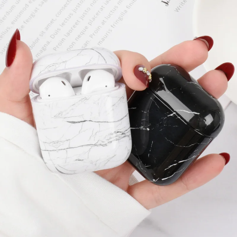 

Luxury Marble Hard PC Case for Apple AirPods Cases Glossy Wireless Bluetooth Earphone Cover On Air Pods 2 1 Protective Covers