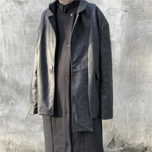 black DMY1653 XITAO необычная черная искусственная кожа, модная новинка, зимняя куртка с одним нагрудным карманом и длинным рукавом, маленькая свежая куртка, DMY1653 - Цвет: black DMY1653