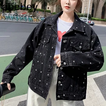 

Oversized Women Jeans Jackets 2020 Long sleeve Denim Jacket Women Ladies Casual Loose embroidered Basic Coat