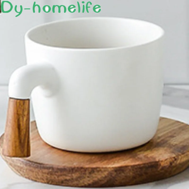 

300ml Nordic Creative Round with Handle with Coaster Gift Box Ceramic Mug Home Kitchen Supplies Simple Milk Coffee Cup