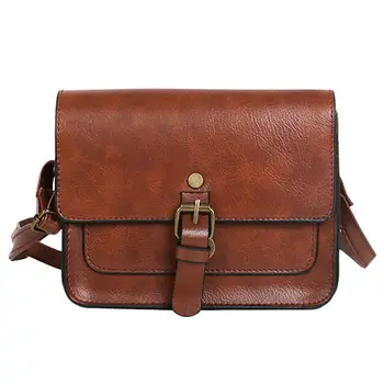 

New Women Retro Oil Skin Small Square Bag Belt Pliers Shoulder Messenger Bag Travel Casual Sling Messenger