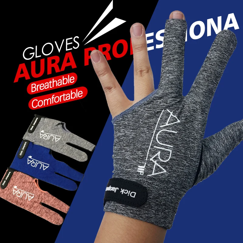 AURA Professional Pool Cue Snooker Cue Gloves Three-finger Mitts Non-slip Left&Right-handed Comfortable Billiar Accessories 2019 3pcs 6pcs 3 finger cue gloves elastic open pool gloves for left hands and right hands