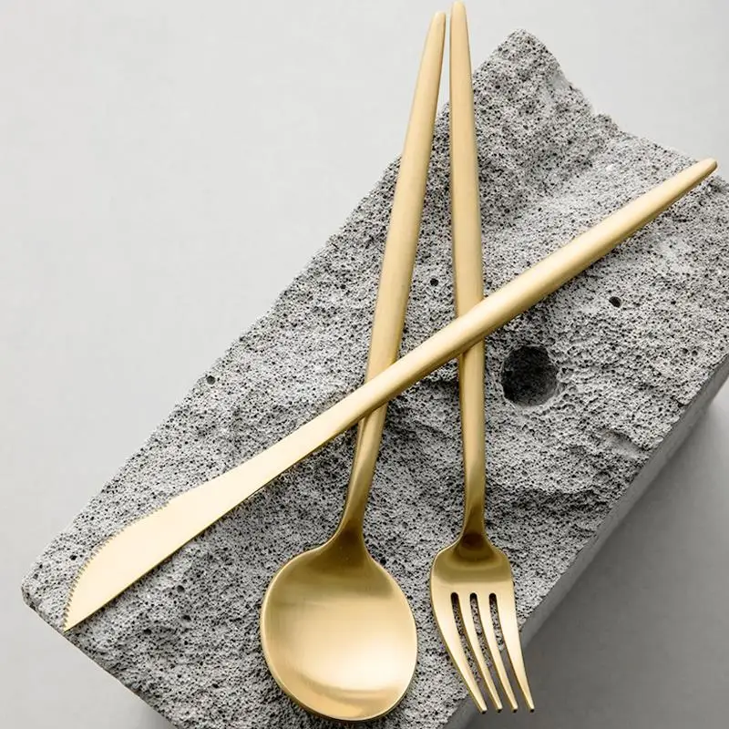 Практичная столовая посуда Золотая коллекция вилки ложки столовые приборы из