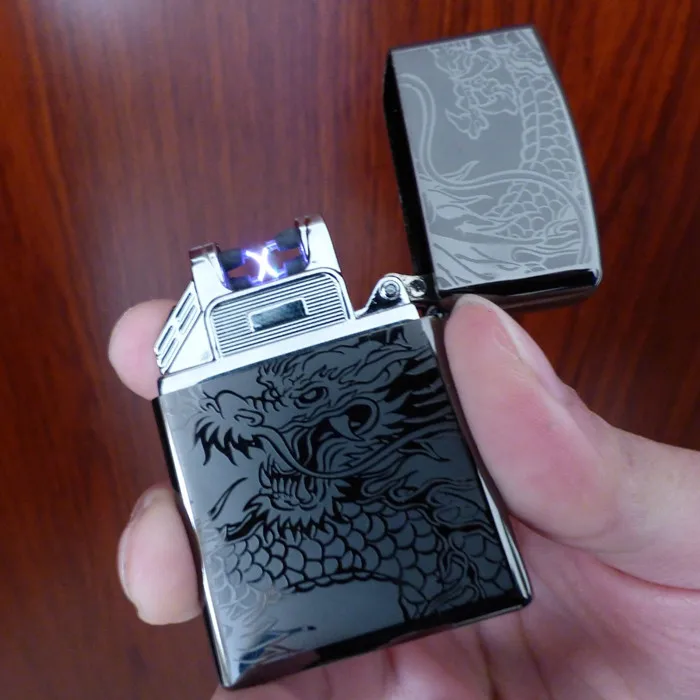 02 Дизайн Перезаряжаемые Электронная USB зажигалка сигарет ветрозащитные, импульсные двойной электрической дуги Запальные средства - Цвет: 02