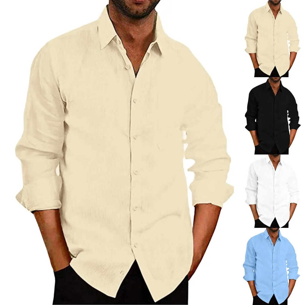 Мужские рубашки большого размера мужские мешковатые хлопковые однотонные с
