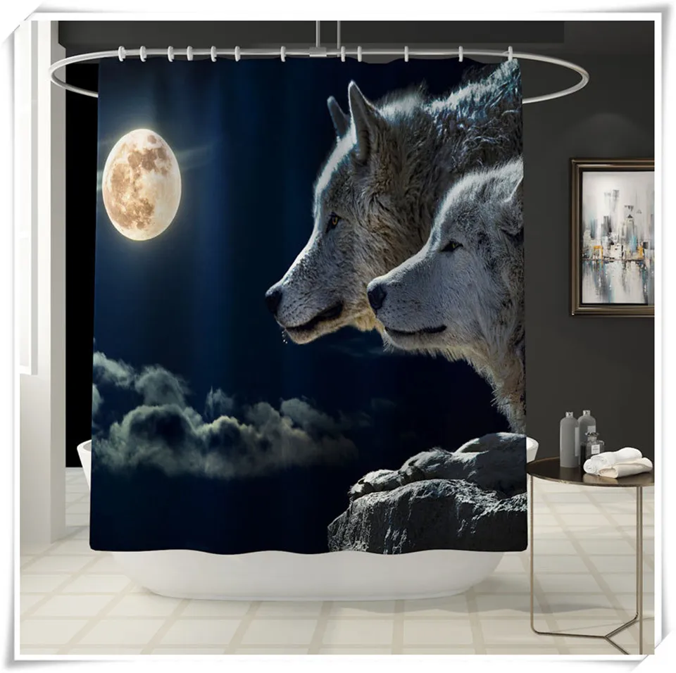 A Shower Curtain MSJO душевая занавеска в комплекте 3D Водонепроницаемый зверь коврик для ванной комнаты Душ и Шторы, комплект из 4 предметов одежды: туалет крышка, колпаки Ванная комната аксессуары - Цвет: A Shower Curtain