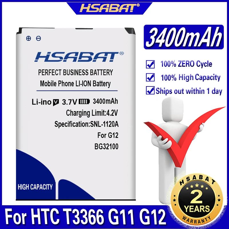 Аккумулятор HSABAT BG32100 3400 мАч для HTC T3366/HTC 7 Mozart(T8698)/A7272 Desire Z/A9393/T8698/S710D/S710E/G11/G12 desire S(S510e)