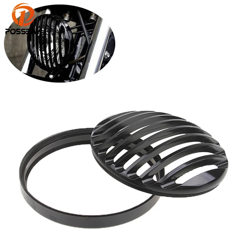 Posbay 5 3/4 &quotалюминиевая фара мотоцикла Гриль Крышка кафе гонщик мотокросса для Harley