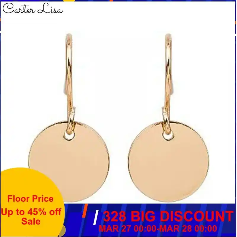 Carter lisa novo 2019 personalidade minimalista geométrica metal mini-disco brincos redondos jóias atacado e varejo presentes femininos