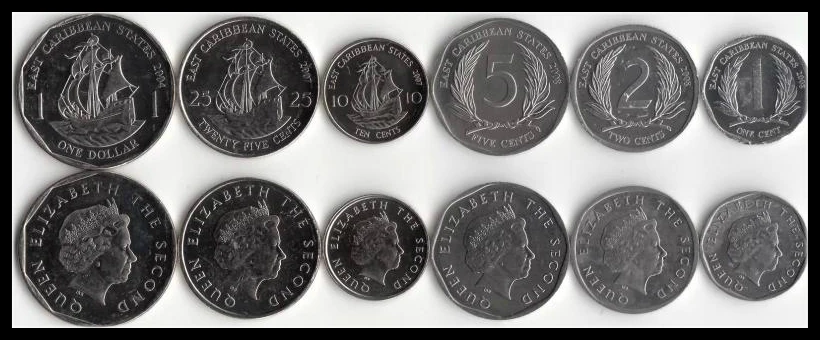 

East Caribbean 6pieces/ Set UNC original Coin Not circulated
