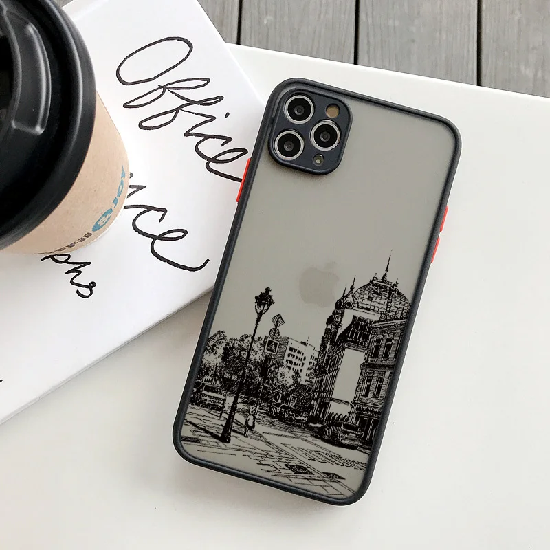 Architectural Black Lines Artistic Phone Case - Stylish Back Building Cover