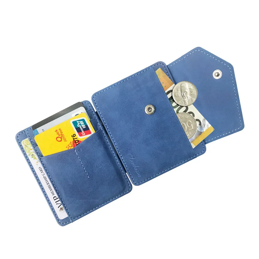 Мужской кожаный бумажник, держатель для карт, минималистичный кошелек на молнии и застежке, складывающаяся посылка для карт, кошелек для монет, короткий, Carteras Para Mujer A5