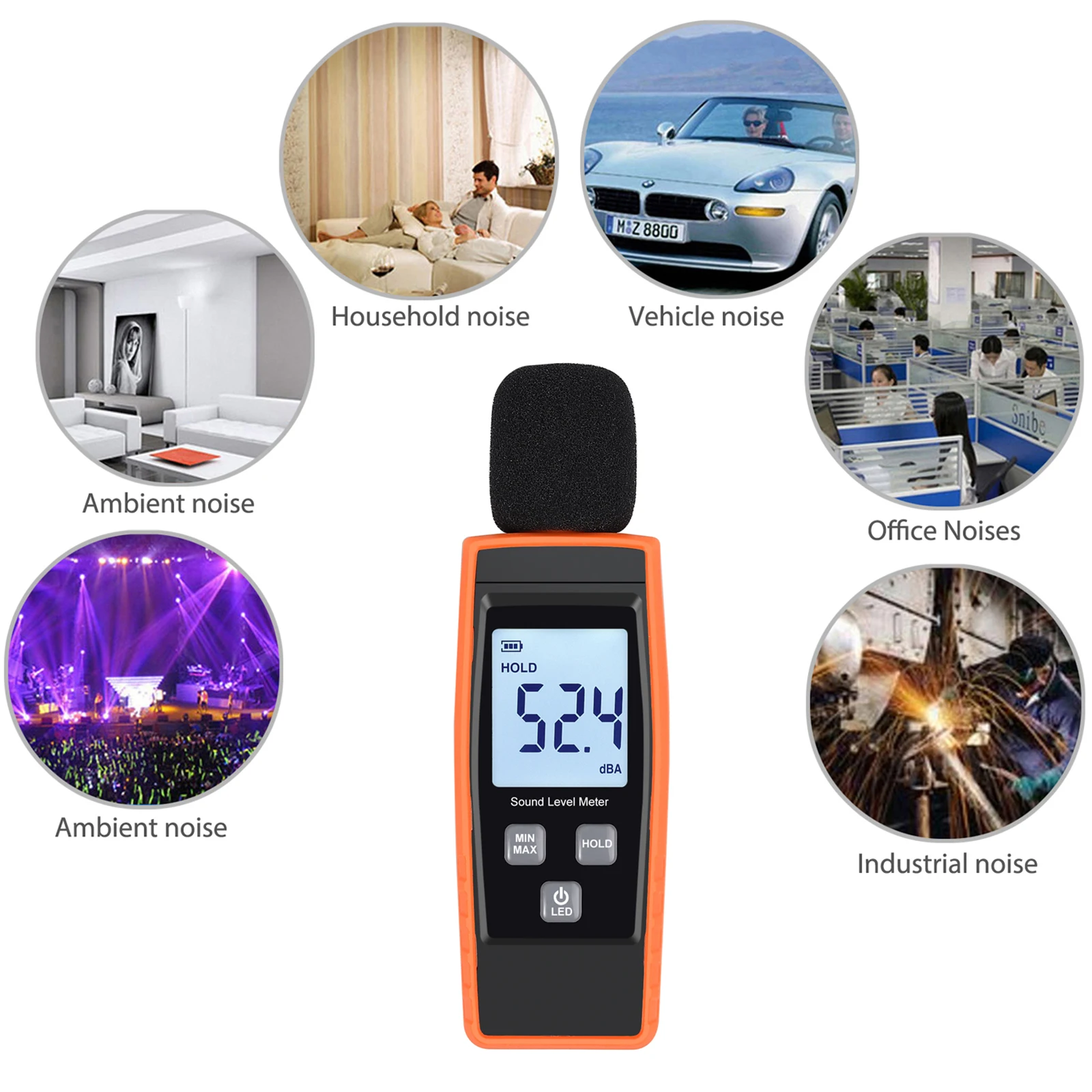 Neoteck измеритель уровня шума, Классический Портативный измеритель уровня звука, измерение 30dBA~ 130dBA с ЖК-подсветкой, измеритель звука