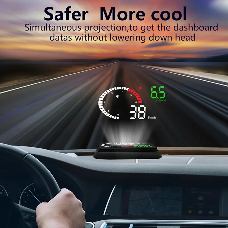 KAJARN Head Up Display X6 3.5'' OBD2 Car Safe Driving Headsup Display Digital Speedometer Rpm Fuel Consumption Car Electronics
