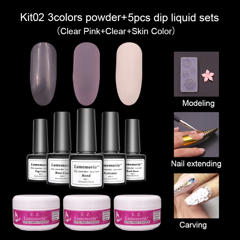 Lamemoria набор для погружения ногтей Блеск порошок Набор градиентный порошок для ногтей набор Красочный голографический натуральный сухой пигмент