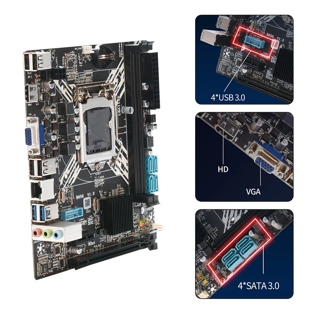 Desktop Computer Motherboard DDR3 PCI-E X16 USB3.0 SATA3.0 x4 Support for LGA 1150 Mining Miner Mainboard with VGA Interface | Компьютеры