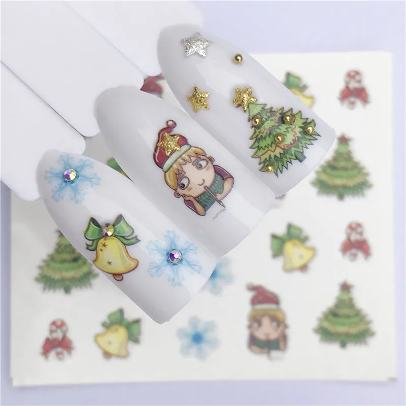 

1 Sheet Christmas Nail Decals Water Transfer Stickers Tips Manicure DIY Decorations Xmas Decal 2019 New Year Gift