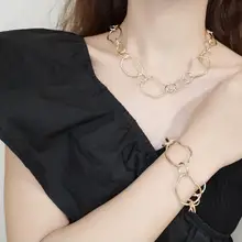 Модные Простые неправильной формы геометрические звенья цепи ожерелье браслет для женщин