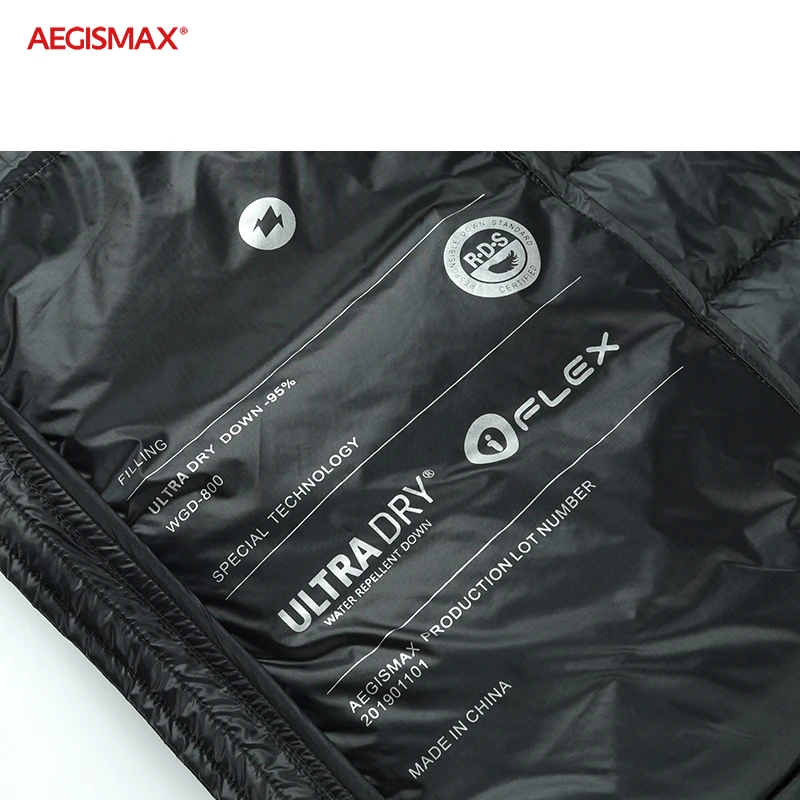 AEGISMAX Ultra-Light 800FP 95% White Goose Down Keep Warm Outdoor Camping Autumn Winter Men Down Jacket