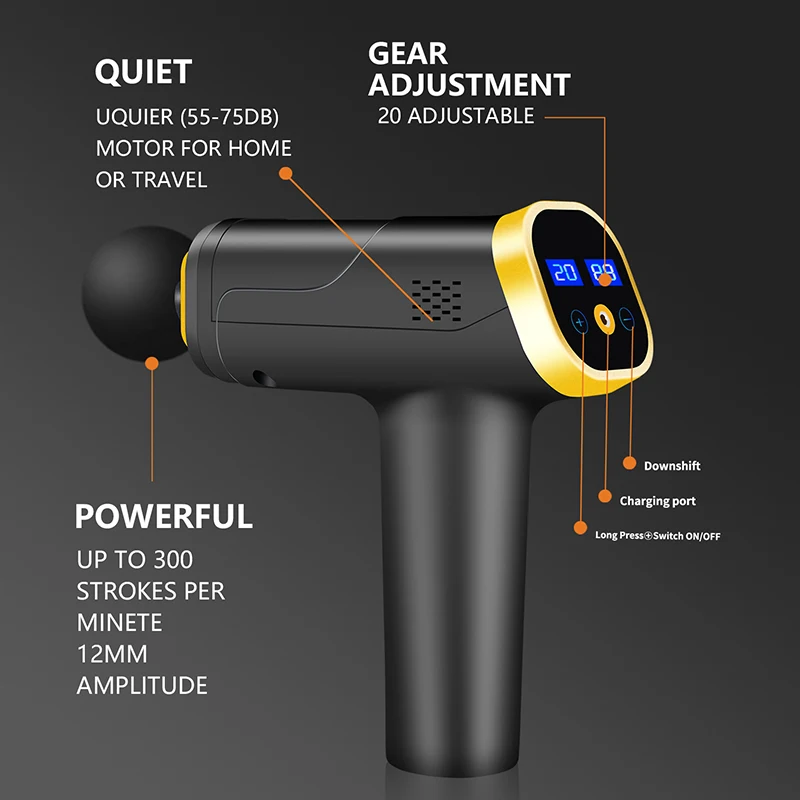 Športna masažna pištola za telo, mišična profesionalna masaža za globoko tkivo, odstranjevanje bolečin za športnike in fitnes_voghion.com