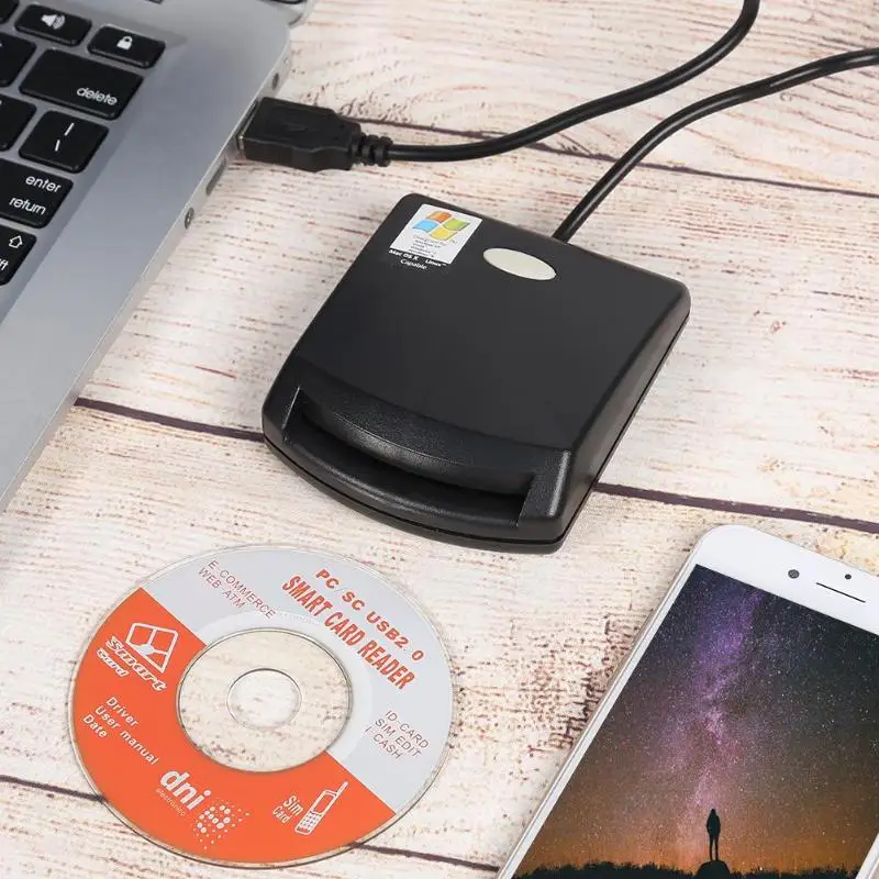 Черный USB 2,0 считыватель смарт-карт для iSO 7816 EMV чип смарт-карты для Windows со всеми основными хранения смарт-карт