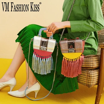 

VM FASHION KISS 2020 New Female Spring Summer Tassel Mobile Bag Female Fashion Design Handbags Chain Shoulder Crossbody Bags