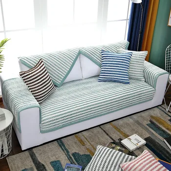 

Stripe Plush Couch Cover Non-slip Sofa Slipcover Simple Modern Stretch Sofa Covers For Living Room L Shape Sofas Cushion Cover