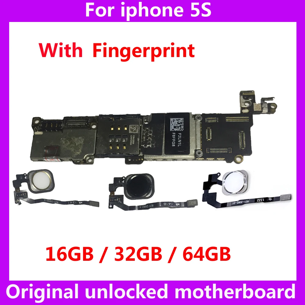 Хорошо работающая материнская плата с/без Touch ID для iphone 5 S 5S 16 ГБ 32 64