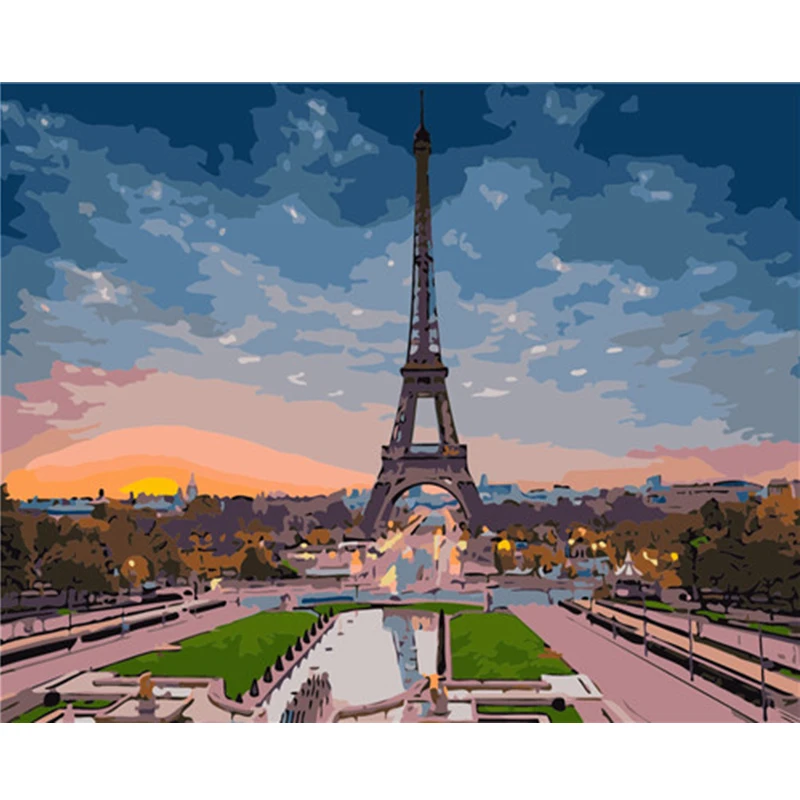 W230 Frameless Garden Villa DIY Painting By Numbers Kit Paint On Canvas Painting Calligraphy For Home Decor - Цвет: W230