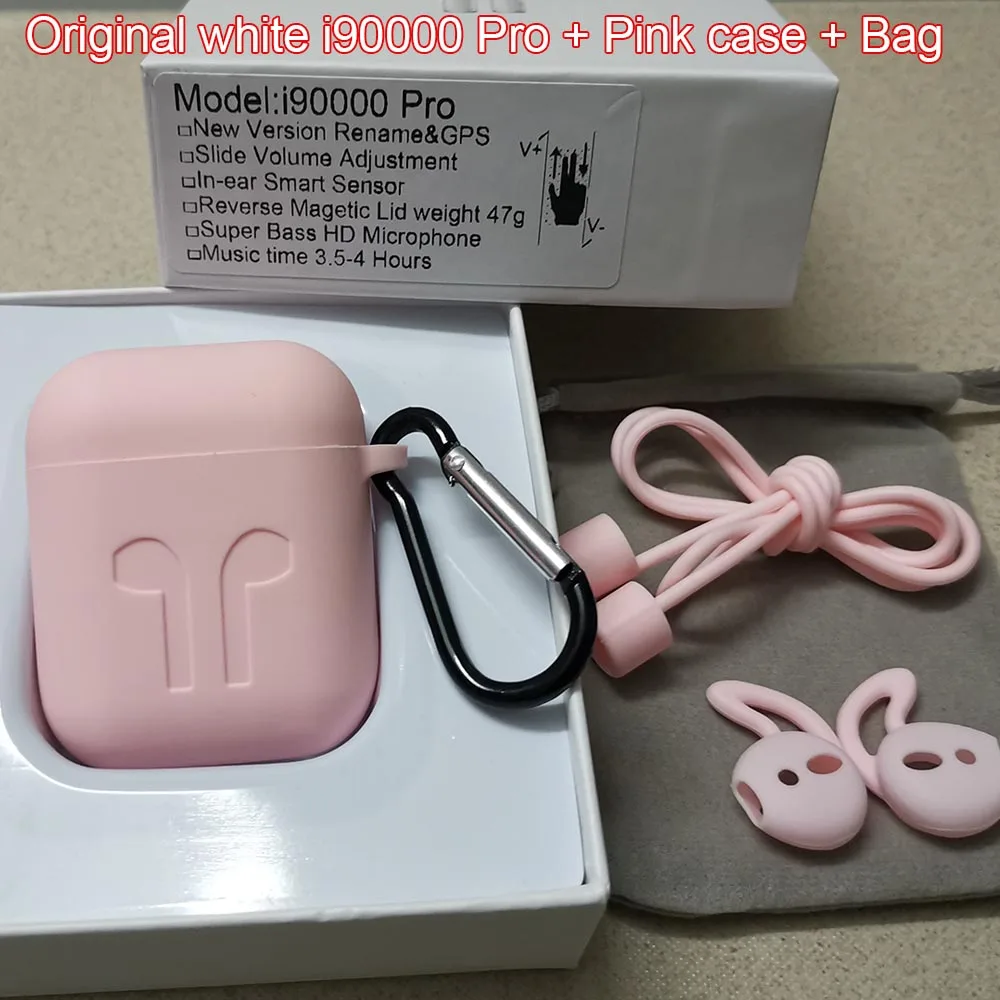 Original Pinkcase I90000 Pro TWS Arie 2 беспроводные наушники, gps, супер бас, Bluetooth наушники, раздвижные, регулятор громкости, PK i12 i50000 i9000 tws - Цвет: Original Pinkcase