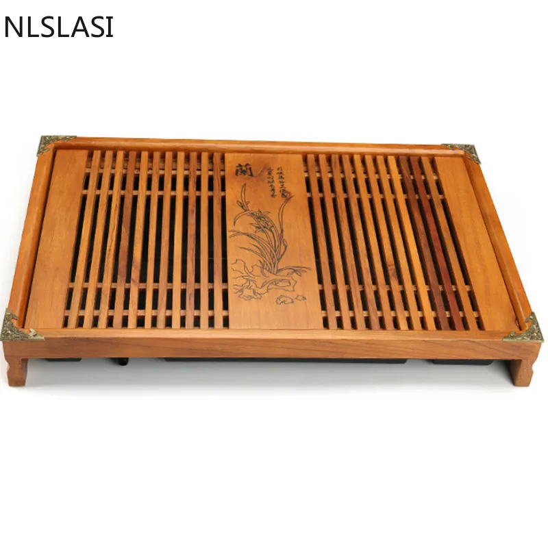 Chinese traditional drawer type orchid solid wood tea tray Household Tea set accessories NLSLASI | Дом и сад
