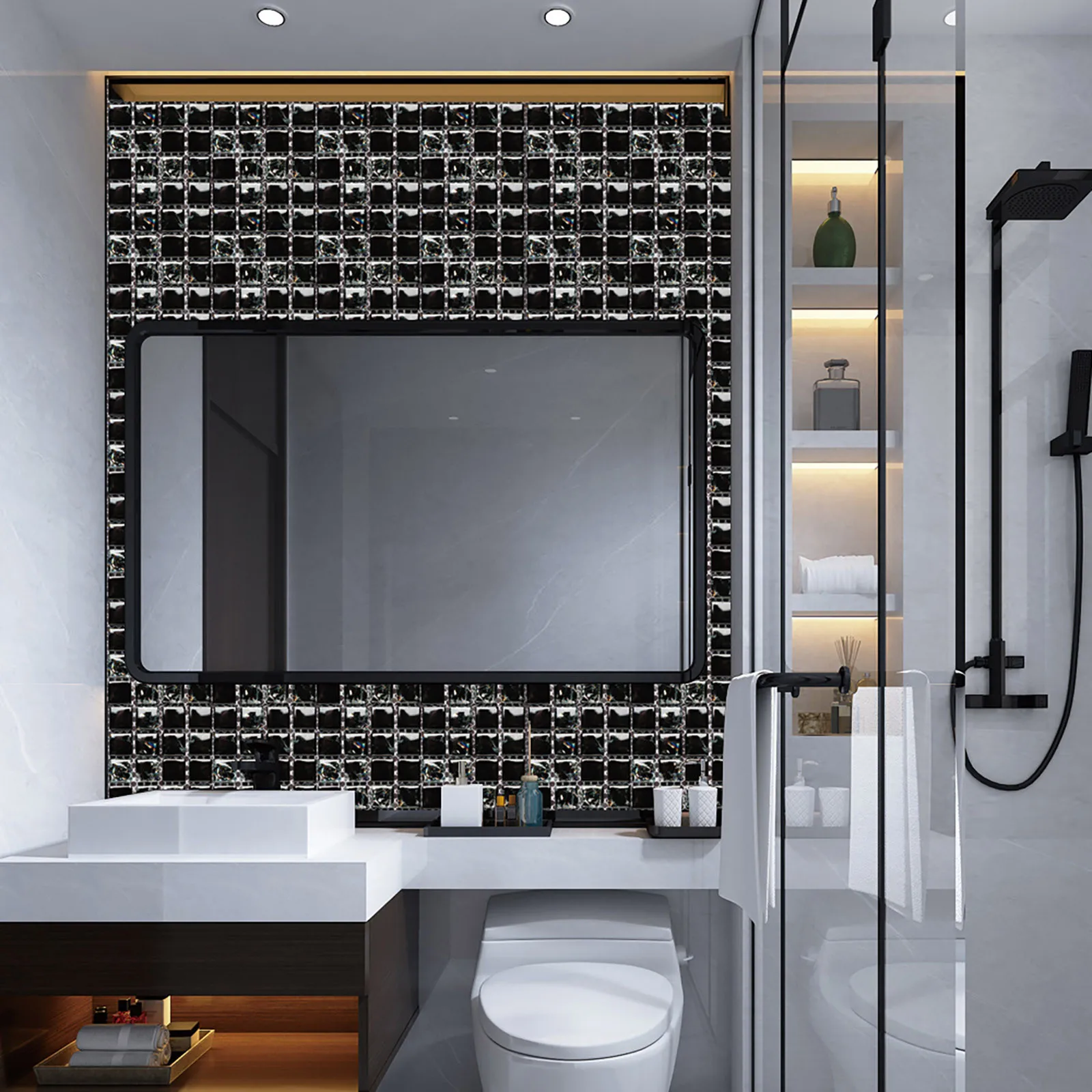 10pc 3d Crystal Tile Stickers Diy Waterproof Self-adhesive Wall Stickers Wall Art Decals For Bar Counter Kitchen Bathroom