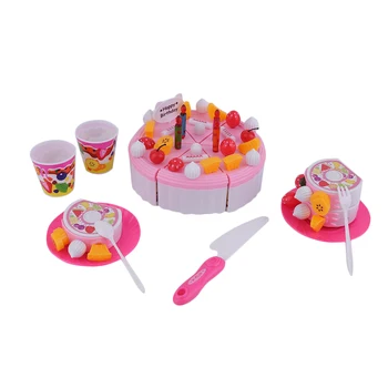 

OCDAY Small or Big Creative Birthday Cake DIY Model For Kids Pretend Play Kitchen Food Plastic Toy Early Educational Classic Toy