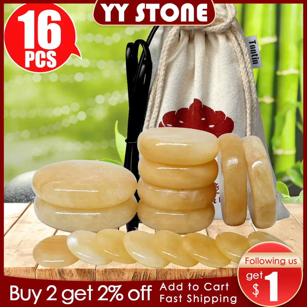 Hot Stone New Tontin Yellow Jade Body Massage Hot Stone Salone Di Bellezza Spa Tool Borsa Riscaldante 110V O 220V Health Care Massage Stone
