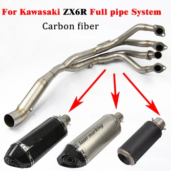 

For Kawasaki ZX6R Full pipe System with Exhaust Motorcycle Modified Muffler Pipe Front Header Pipe Tube Slip-On 2009 - 2015