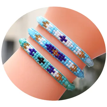 

Trendy Minimalism Handweave Multi-Color Pattern Beads Crystal Bracelets Colorful Wax String Bracelets Friendship Bracelets